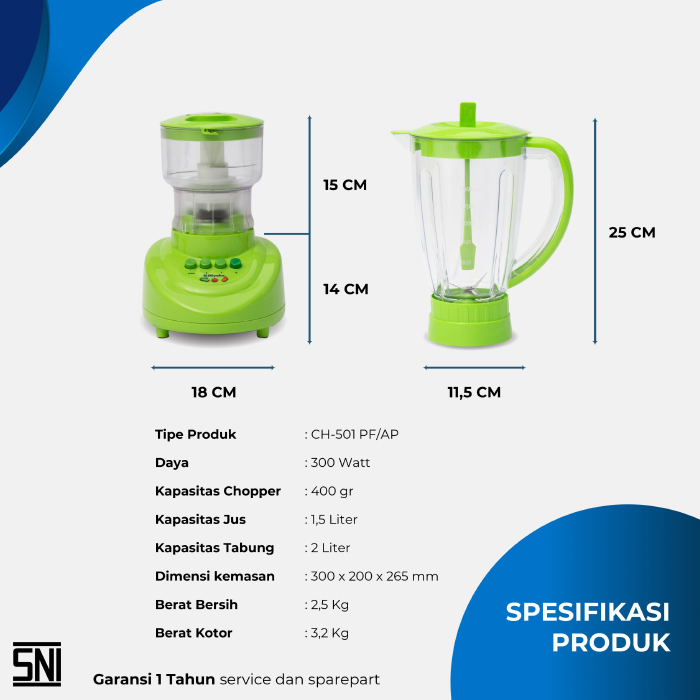 Miyako Chopper Blender 1.5 Liter - CH501PF/AP | CH-501PF/AP